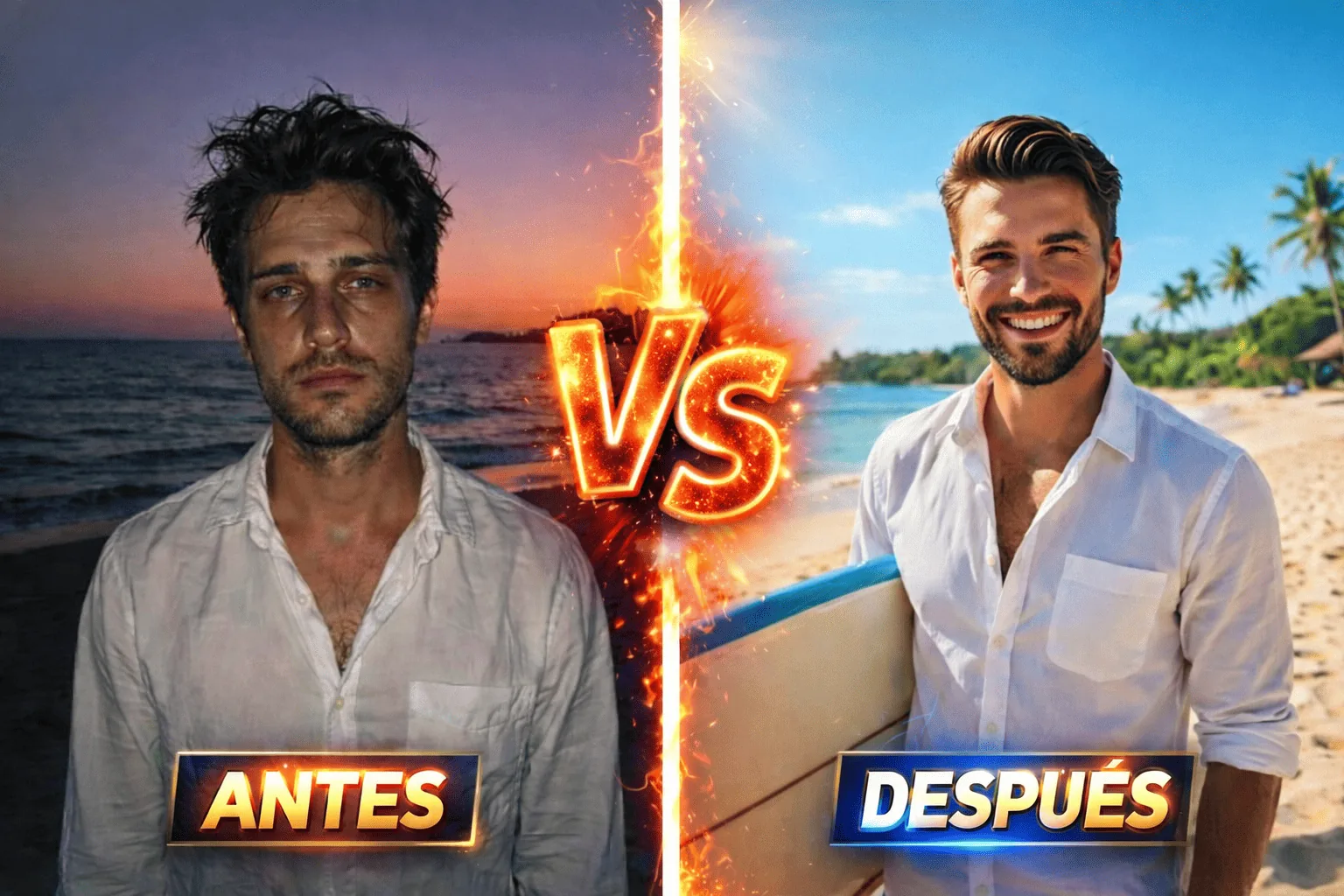 Ejemplo de antes y después del Glow-Up